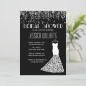 Invitation Lumières Noir Et Blanc Fête des mariées Glamour (Debout devant)