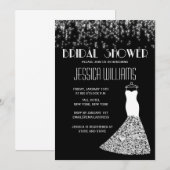 Invitation Lumières Noir Et Blanc Fête des mariées Glamour (Devant / Derrière)