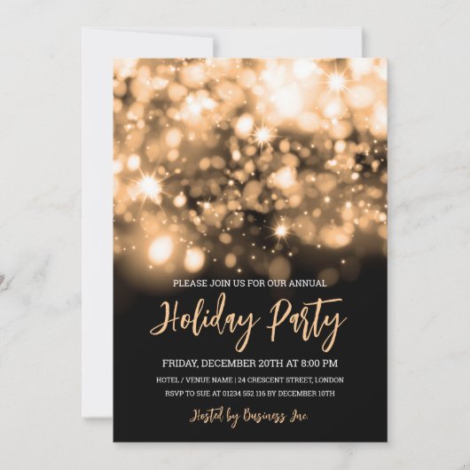 Invitation Lumières Or Moderne Fête de l'entreprise (Devant)