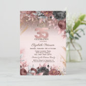 Invitation Lumières, Parties scintillant Fleurs Chic 35e anni (Debout devant)