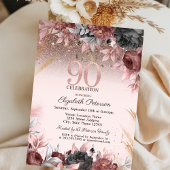 Invitation Lumières, Parties scintillant Fleurs Chic 90e anni