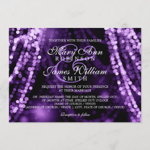 Invitation Lumières pourpres de ficelle de mariage élégant