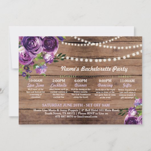 Invitation Lumières pourpres itinéraires de fleur de Fête de (Devant)