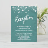 Invitation Lumières Réception de Mariage Texturée Teal unique (Debout devant)