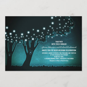 Invitation Lumières romantiques à cordes arbres mariage rusti