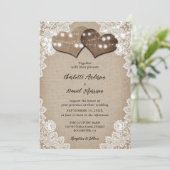 Invitation Lumières romantiques à cordes Burlap et Mariage de (Debout devant)