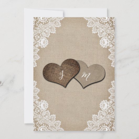 Invitation Lumières romantiques à cordes Burlap et Mariage de (Dos)