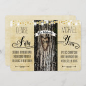 Invitation Lumières romantiques et arbre rustique 50e anniver (Devant / Derrière)