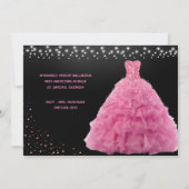 Invitation Lumières rose princesse Quinceanera noire (Dos)