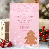 Invitation Lumières Roses Et Dorées Fête De Noël Moderne