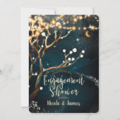 Invitation Lumières Rustique Arbre étoile Fiançailles de nuit (Devant)
