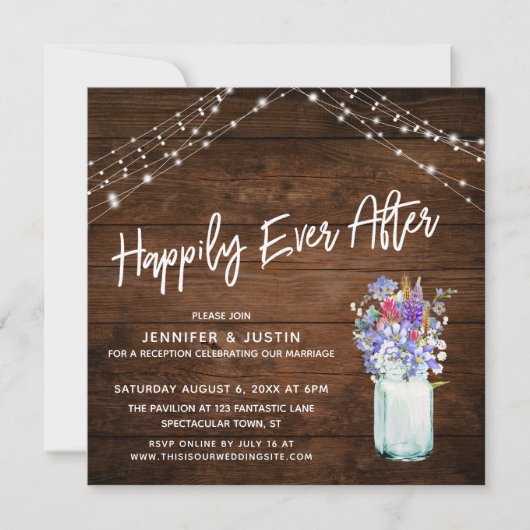 Invitation Lumières Rustiques À Tout Jamais Fleurs Sauvages,  (Devant)