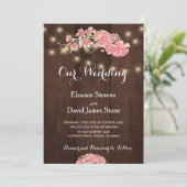 Invitation Lumières rustiques chic peony peonn grange mariage (Debout devant)