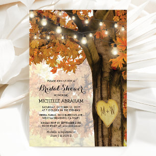 Invitation Lumières Rustiques d'Automne pour Arbre pour une B