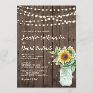 Invitation Lumières rustiques de ficelle de tournesol