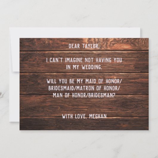 Invitation Lumières rustiques de pays Maid Matron Man Bridesm (Dos)