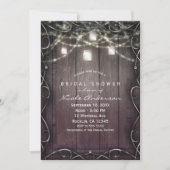 Invitation Lumières rustiques en bois et bocaux de mason (Devant)