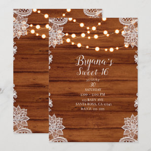 Invitation Lumières Rustiques en Bois et en Ficelle pour une