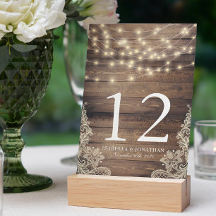Invitation Lumières Rustiques en Bois et Guirlandes Numéro