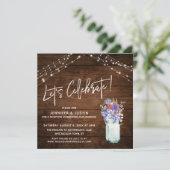 Invitation Lumières rustiques Fêtons les fleurs sauvages dans (Debout devant)