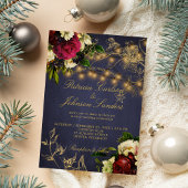 Invitation Lumières rustiques hiver floral marine bordeaux ma