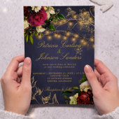 Invitation Lumières rustiques hiver floral marine bordeaux ma