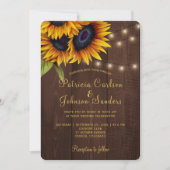 Invitation Lumières rustiques mariage de grange de tournesol (Devant)