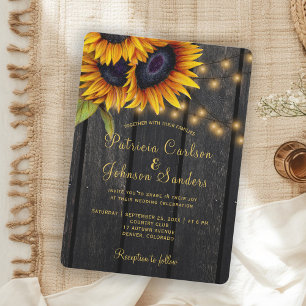 Invitation Lumières rustiques mariage de grange de tournesol
