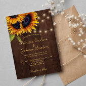 Invitation Lumières rustiques mariage de grange de tournesol