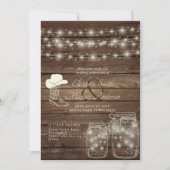 Invitation Lumières rustiques Mason Jars Bois Cowboy Boot Cas (Devant)