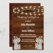 Invitation Lumières rustiques modernes | Fleurs en Jar | MARI (Devant / Derrière)