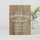Invitation Lumières Rustiques Sur Fête des mariées En Bois Fa (Debout devant)