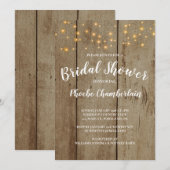 Invitation Lumières Rustiques Sur Fête des mariées En Bois Fa (Devant / Derrière)