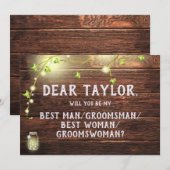 Invitation Lumières Rustiques Témoin de Mariage Femme Demande (Devant / Derrière)