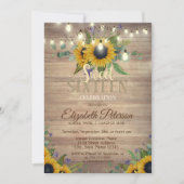 Invitation Lumières rustiques, Tournesols Bois Doux 16 Partie (Devant)