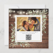 Invitation Lumières Rustiques Verdure Code QR Photo Baby Show (Dos)