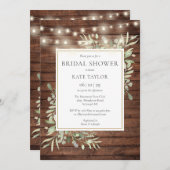 Invitation Lumières rustiques Verdure QR Code Fête des mariée (Devant / Derrière)