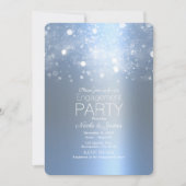 Invitation Lumières scintillantes argentées bleu glacé d'hive (Devant)