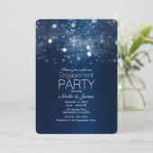 Invitation Lumières scintillantes argentées bleues d'hiver po (Debout devant)