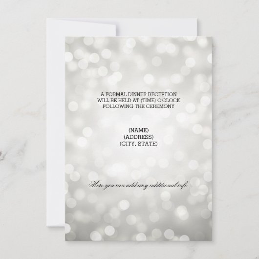 Invitation Lumières scintillantes argentées de réception de m (Devant)