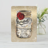 Invitation Lumières scintillantes dans un pot Mason et rose r (Debout devant)