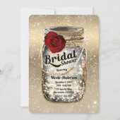 Invitation Lumières scintillantes dans un pot Mason et rose r (Devant)