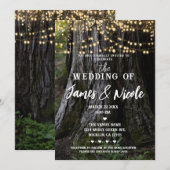 Invitation Lumières scintillantes d'arbre boisé Forêt Mariage (Devant / Derrière)