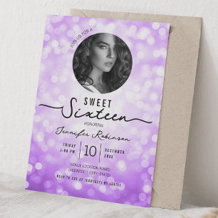 Invitation Lumières scintillantes élégantes Sweet 16 Annivers