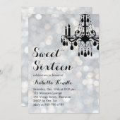 Invitation Lumières scintillantes Silver Ballroom Sweet 16 In (Devant / Derrière)