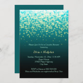 Invitation Lumières scintillantes turquoise, aqua mariage cou (Devant / Derrière)