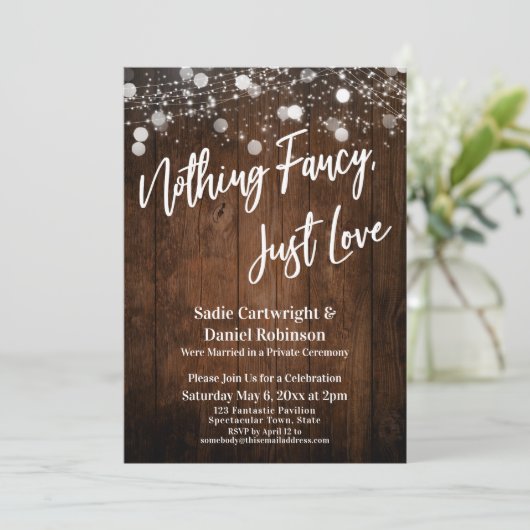 Invitation Lumières sur bois Rien de fantaisie Juste une réce (Debout devant)