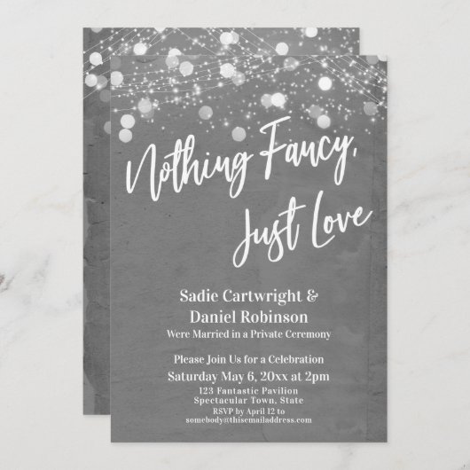 Invitation Lumières Textes Rien De Fancy Just Love Grey (Devant / Derrière)