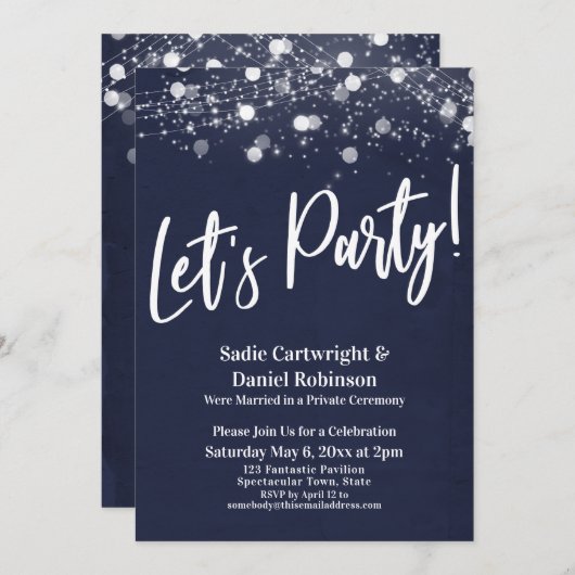 Invitation Lumières Texturé Faisons la Fête Réception de la M (Devant / Derrière)