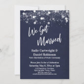 Invitation Lumières Texturé Nous sommes mariés Réception Navy (Devant)